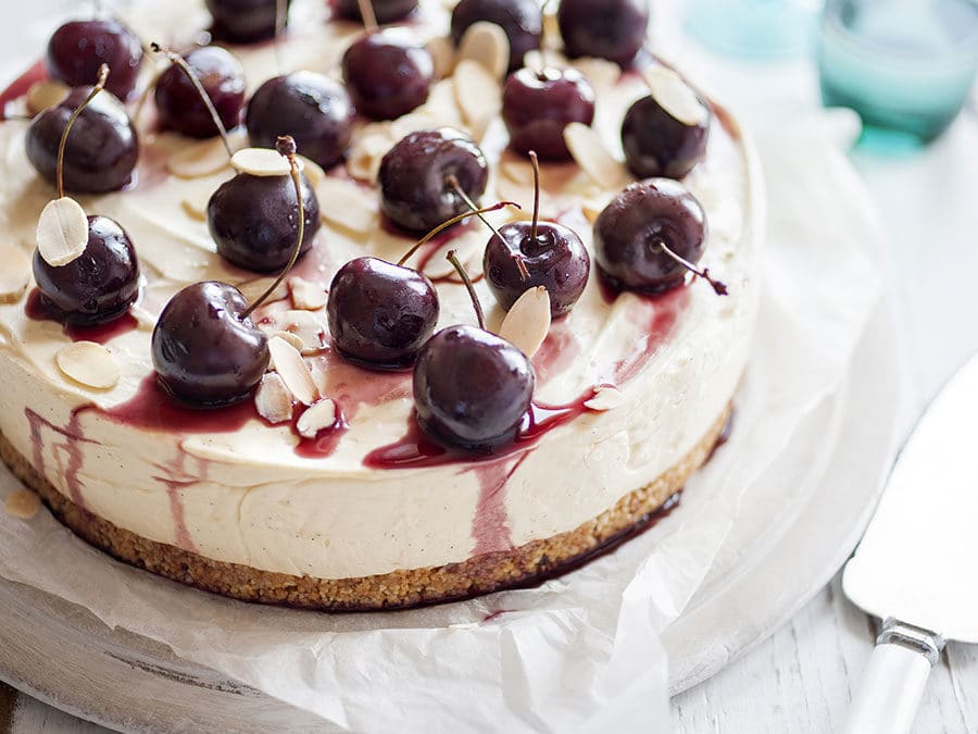 Cherry & almond cheesecake