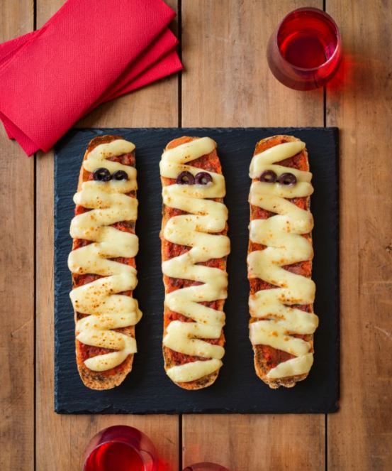 Halloween Mummy Pizza Cheese on Toast